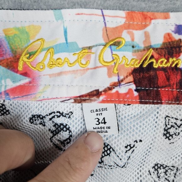 Robert Graham Men's Size 34 Multi Color Stripes Drawstring Swim Trunks - Picture 5 of 10